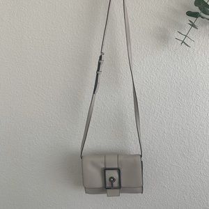 Rebecca Minkoff light grey leather clutch